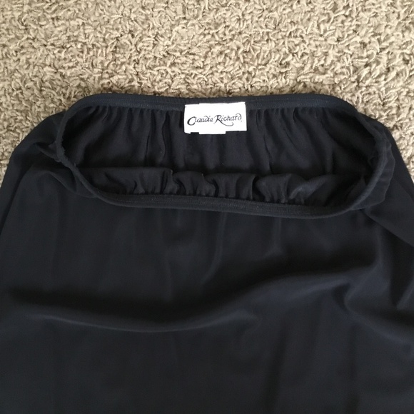 Vintage Y2K Black Pencil Skirt—Lacy Hem Back Slit - Picture 3 of 7